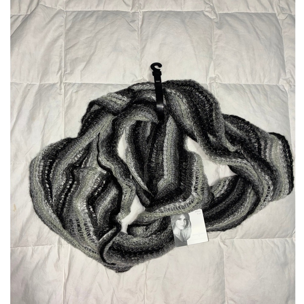 Jaclyn Smith Women Gray Black Open Knit Infinity Scarf K3786JS-HT-I NWT
